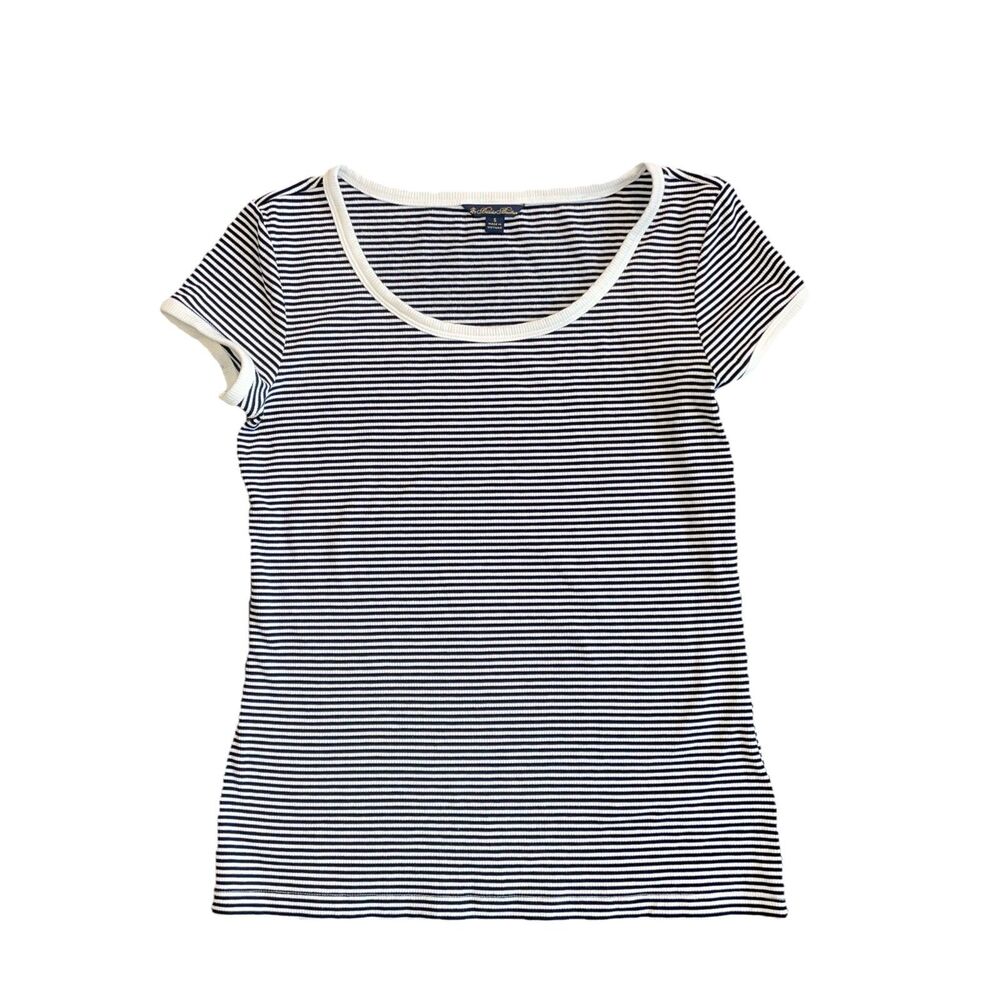 Brooks Brothers Navy/White Striped Short Sleeve Top- S